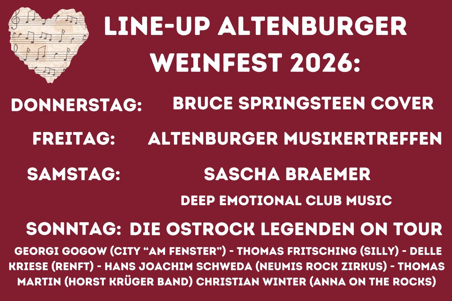 Line-up des Altenburger Weinfestes 2026
